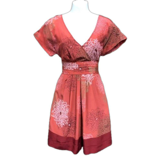 Moulinette Souers Anthropologie silk print short sleeve lined dress Size 0 - Picture 1 of 12
